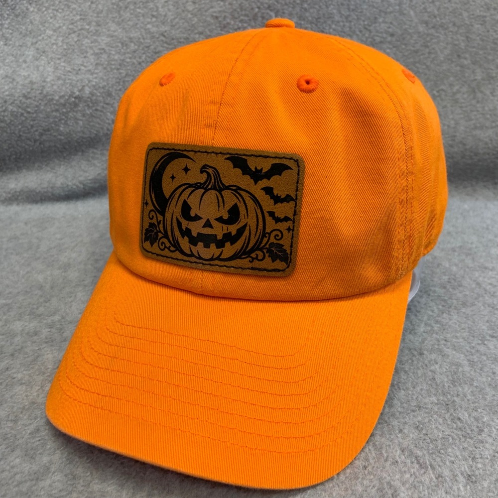 Jack-o-lantern Halloween Leatherette Patch Unisex Orange Hat One Size